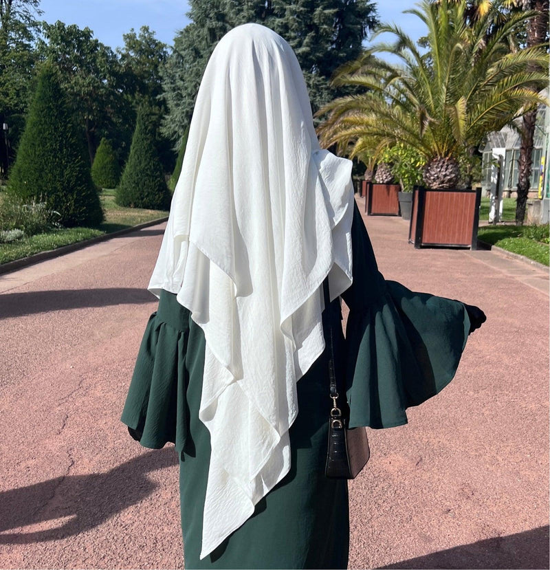 SEERAH.FR Blanc Khimar 2 Voiles -  Jazz Confort