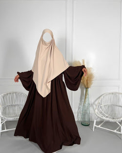 SEERAH.FR Dark chocolate Abaya Consuela - Votre Abaya Manches Ballons