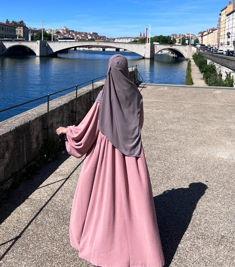 SEERAH.FR Vieux rose Abaya Consuela - Votre Abaya Manches Ballons